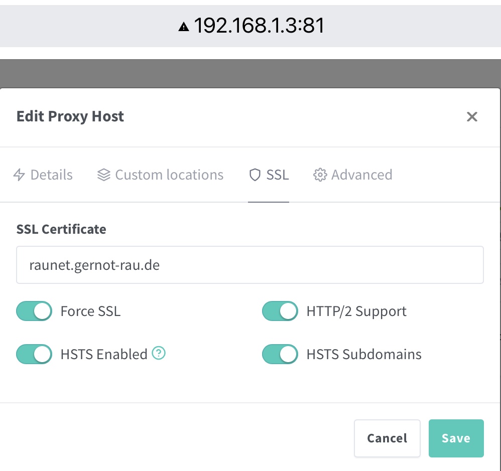 Nginx Proxy Manager - Proxy Host 1