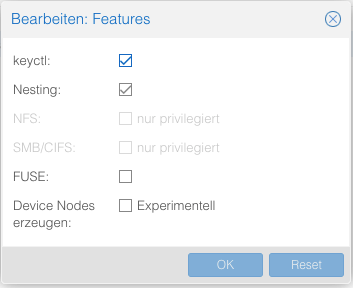 proxmox lxc npm features