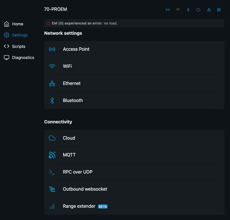 Shelly Pro 3EM - Settings